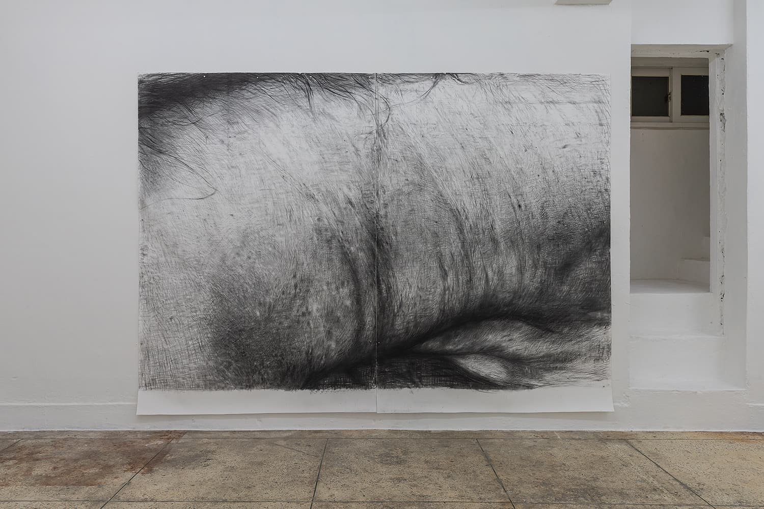 지구에서 온 운명, 2021, charcoal on paper, 215×300cm