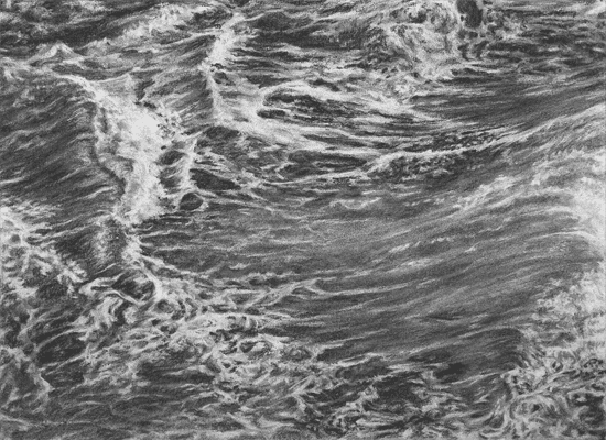 연속되는 소리, charcoal on paper, 28x33.2cm, 2015