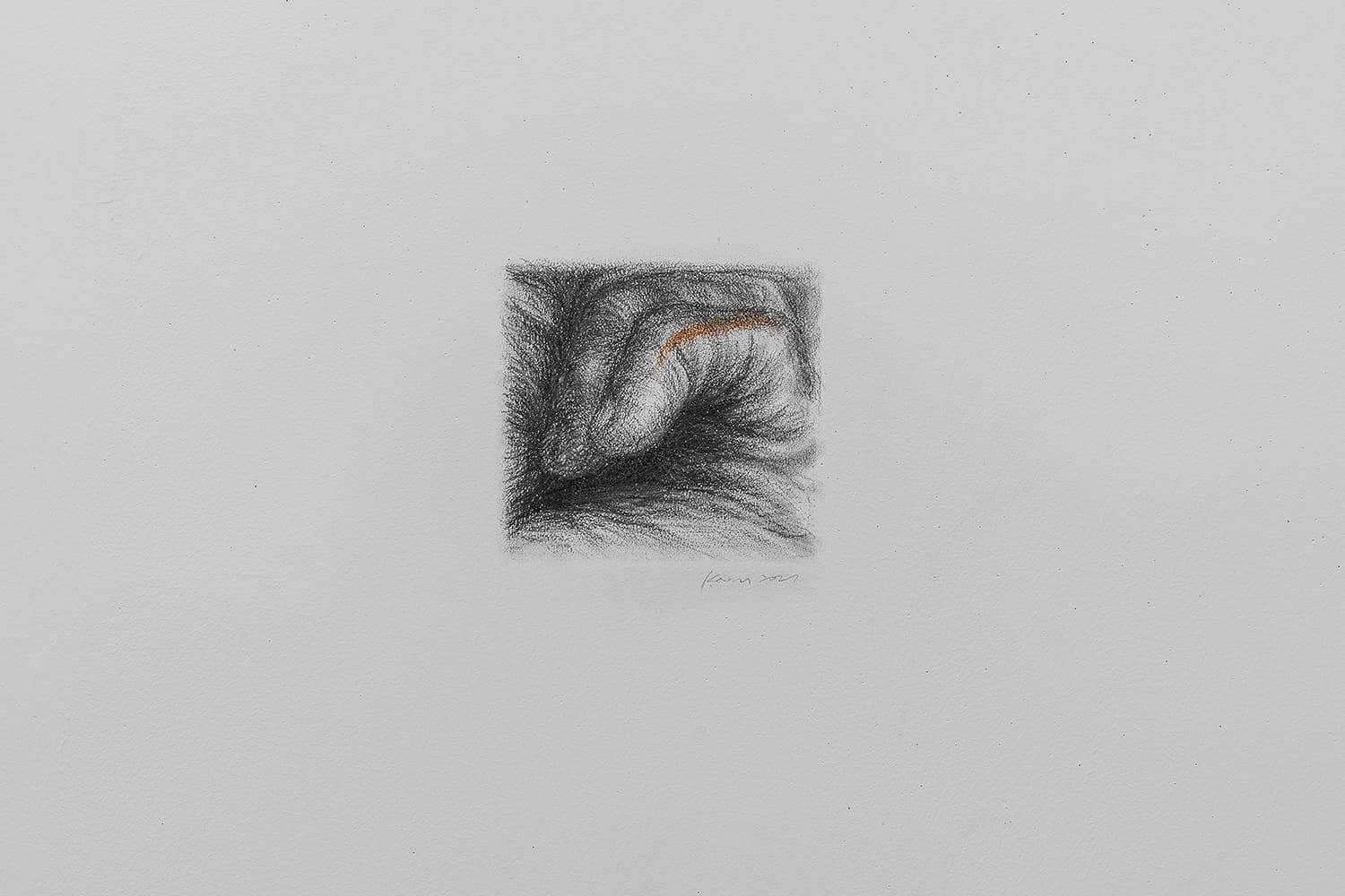 필요불충분조건, 2021, charcoal, pastel on wall, 12×13cm