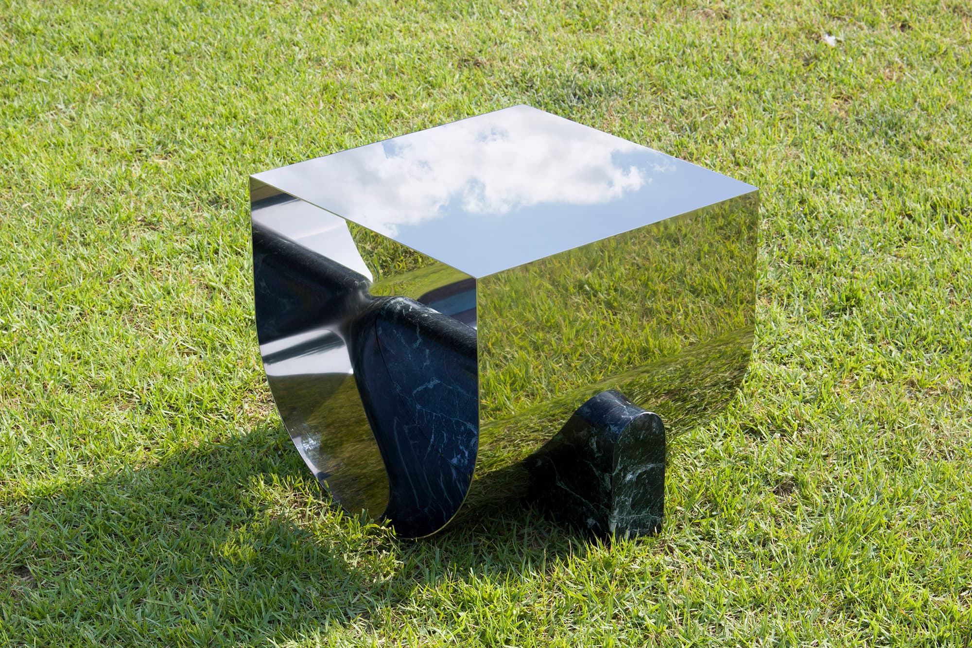 HalfHalf Square Low Mirror stainless steel, 50x50xH45cm 45kg, 2015