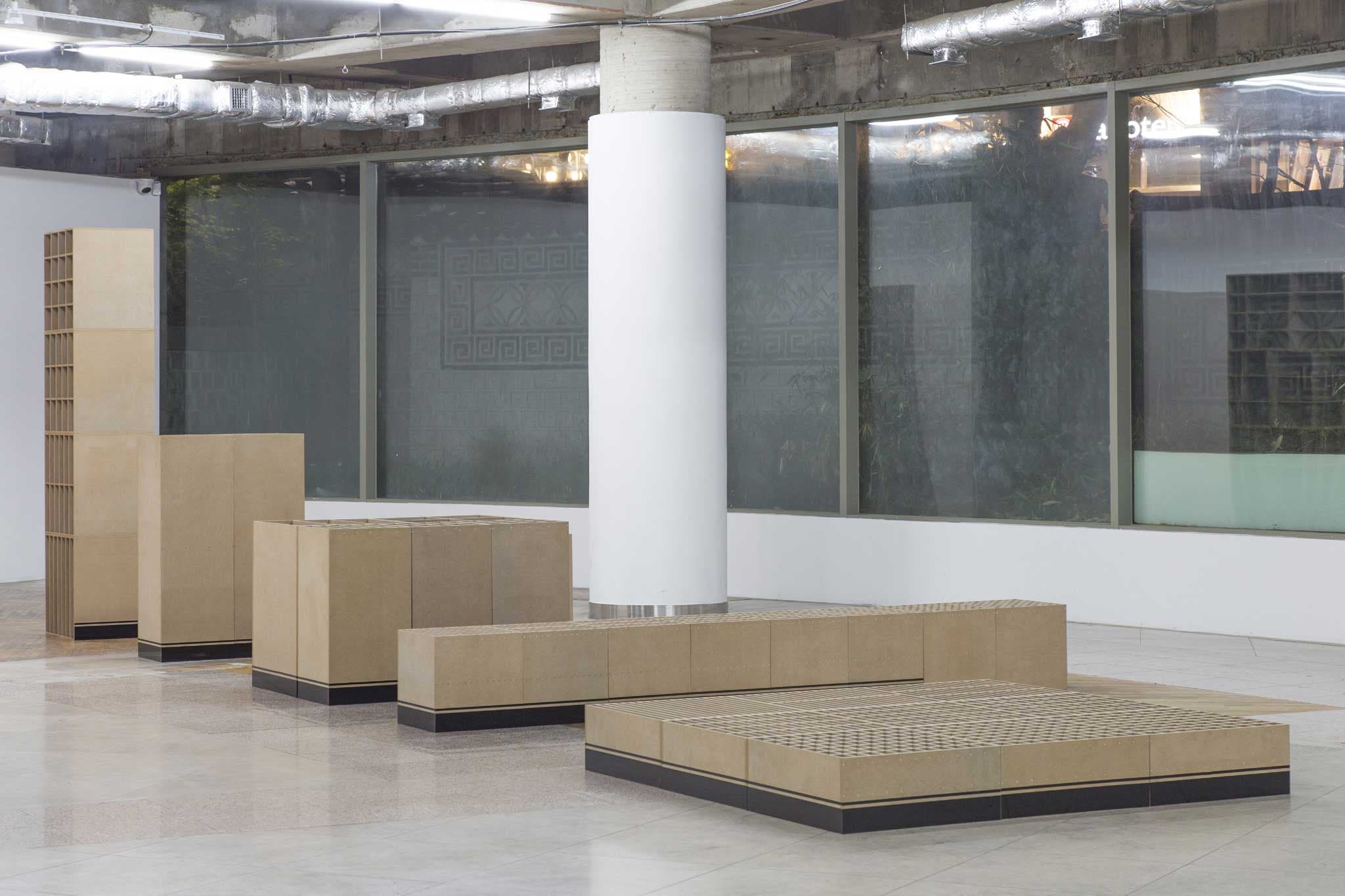 Installation view of Eunu Lee, Tall, Flat, Hung at Art Sonje Center, 2015