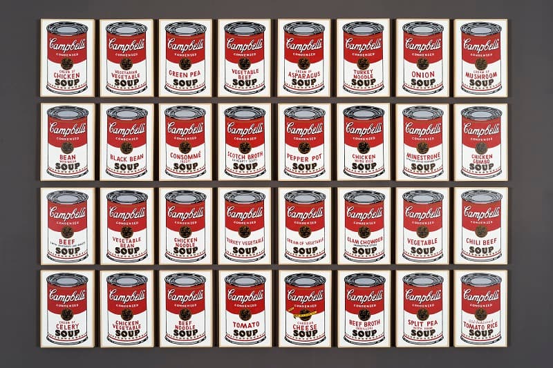 (Andy Warhol, 32 Large Campbells Soup Cans, 1964) 2009, Oil and silkscreen on canva,s 23.4x15.8cm