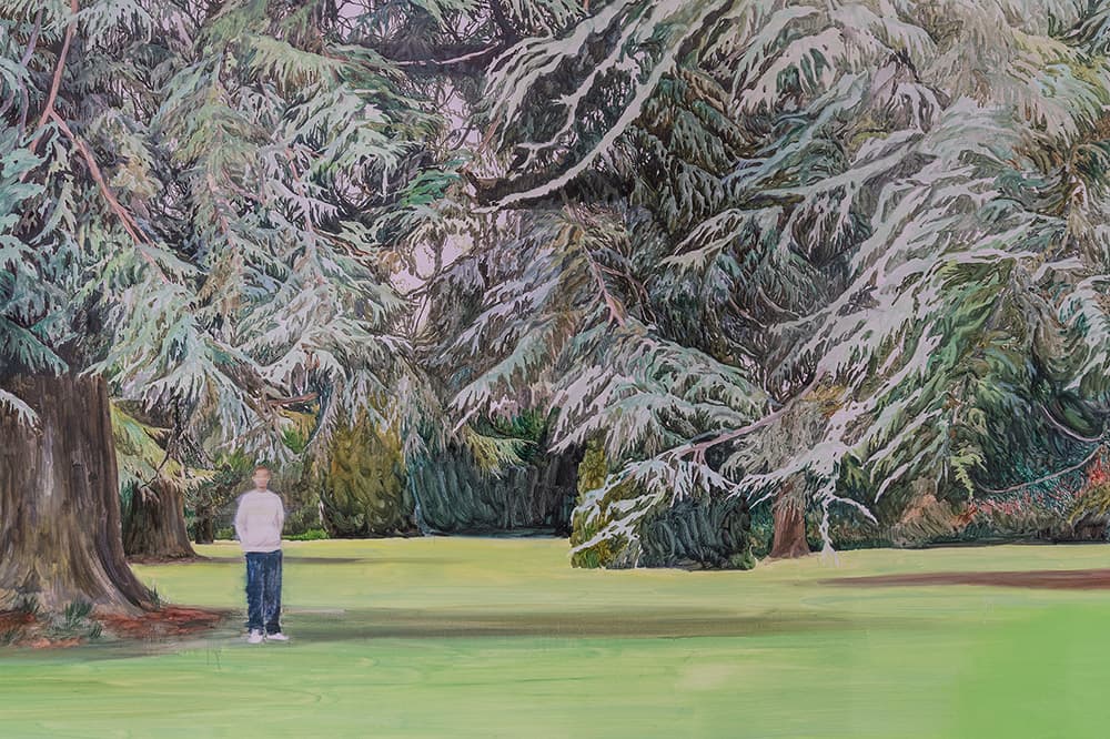 Promenade, 2022, oil on juta scozia, 220×1000cm (detail)