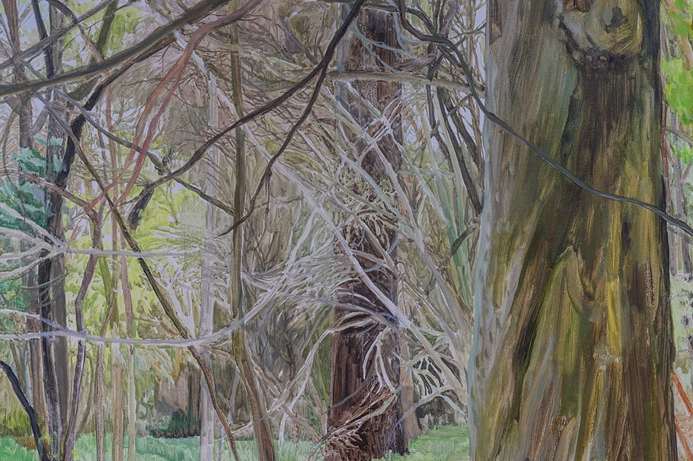 Promenade, 2022, oil on juta scozia, 220×1000cm (detail)