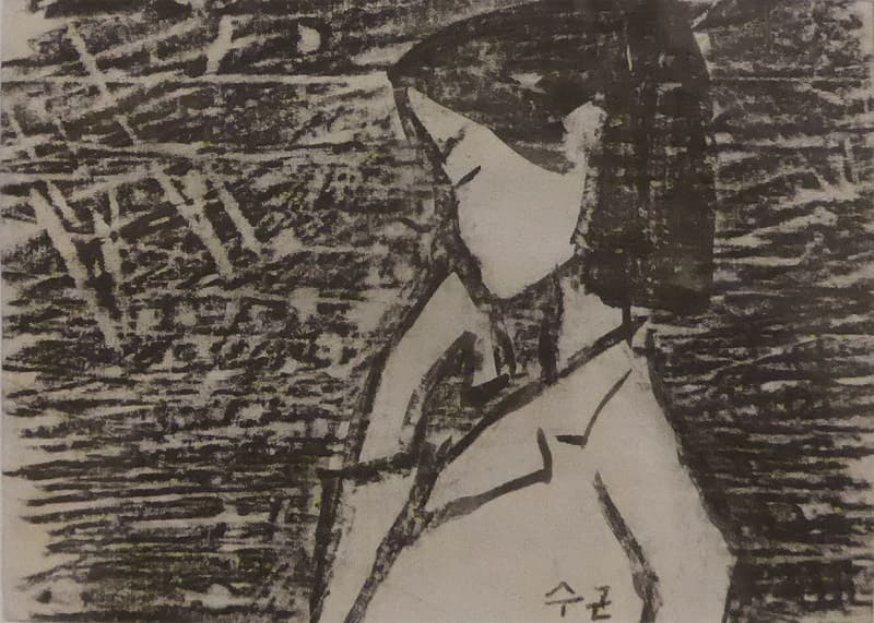 박수근, 무제, 종이에 혼합재료, 7.5×10.5cm, 1950s