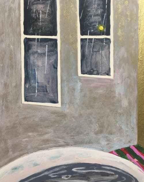 정호상, 비와 달빛, Acrylic and waterbased oil, 27x 22cm, 2017