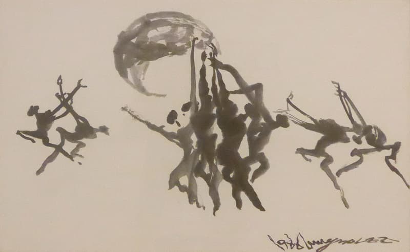 이응노, 인간군상, 종이에 수묵, 80.5×130cm, 1986