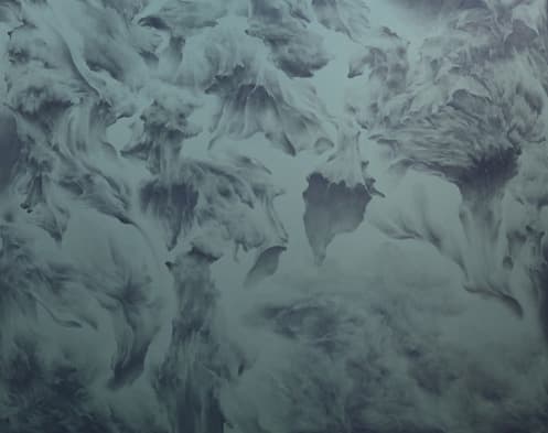 Moon Beom, Secret Garden #301_jade green, light blue acrylics, oilstick on canvas 228 x 182 x 7 cm 2012