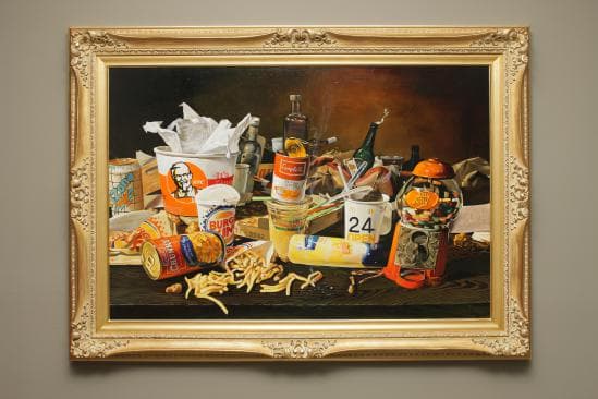 김기라, Contemporary still life with Selly Belly Candies_2009 Oil on canvas_84x149cm