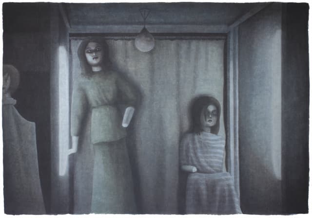 양유연, 쇼 윈도우, 2015, 장지에 아크릴릭, 149x210.8cm