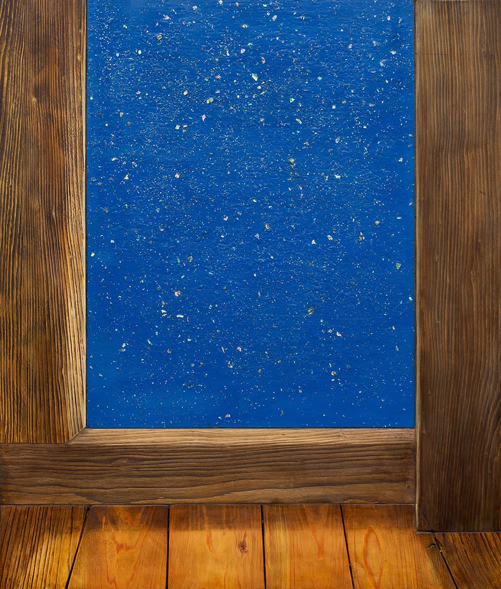 김덕용, 조우-옛집, 2020, 나무에 자개, 혼합기법, 100 × 85cm