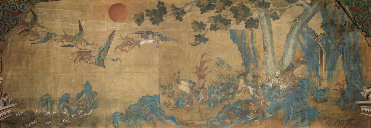 < 봉황도(鳳凰圖) > 오일영(吳一英)/이용우(李用雨), 1920년, 비단에 채색(등록문화재 제242호)