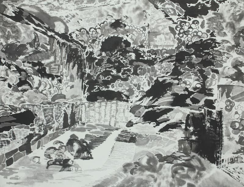 차현욱, 흔한 원룸의 정원, 한지에 먹, 65×50cm 2017