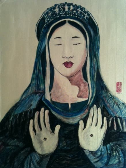 김진숙, <왕관 쓴 마리아>, 2008, 캔버스에 아크릴, 30×41cm Kim Djinsuk, Maria with Crown, 2008, acrylic on canvas, 30×41cm