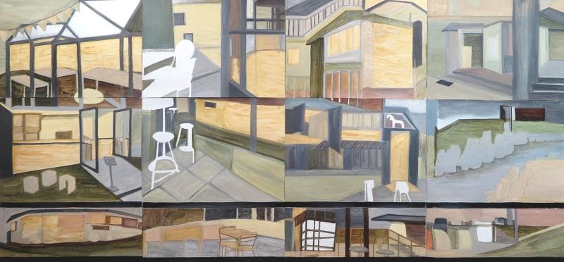 장진숙_이방인의 도시_oil on paper_190.8x315.2cm_2015