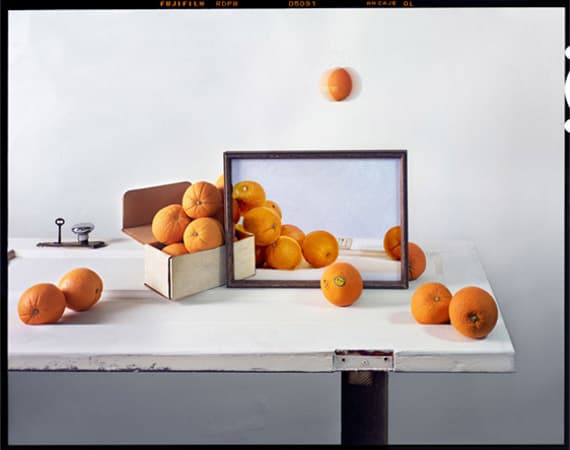 ©John Chervinsky, Oranges, Box and Painting on Door, 2010