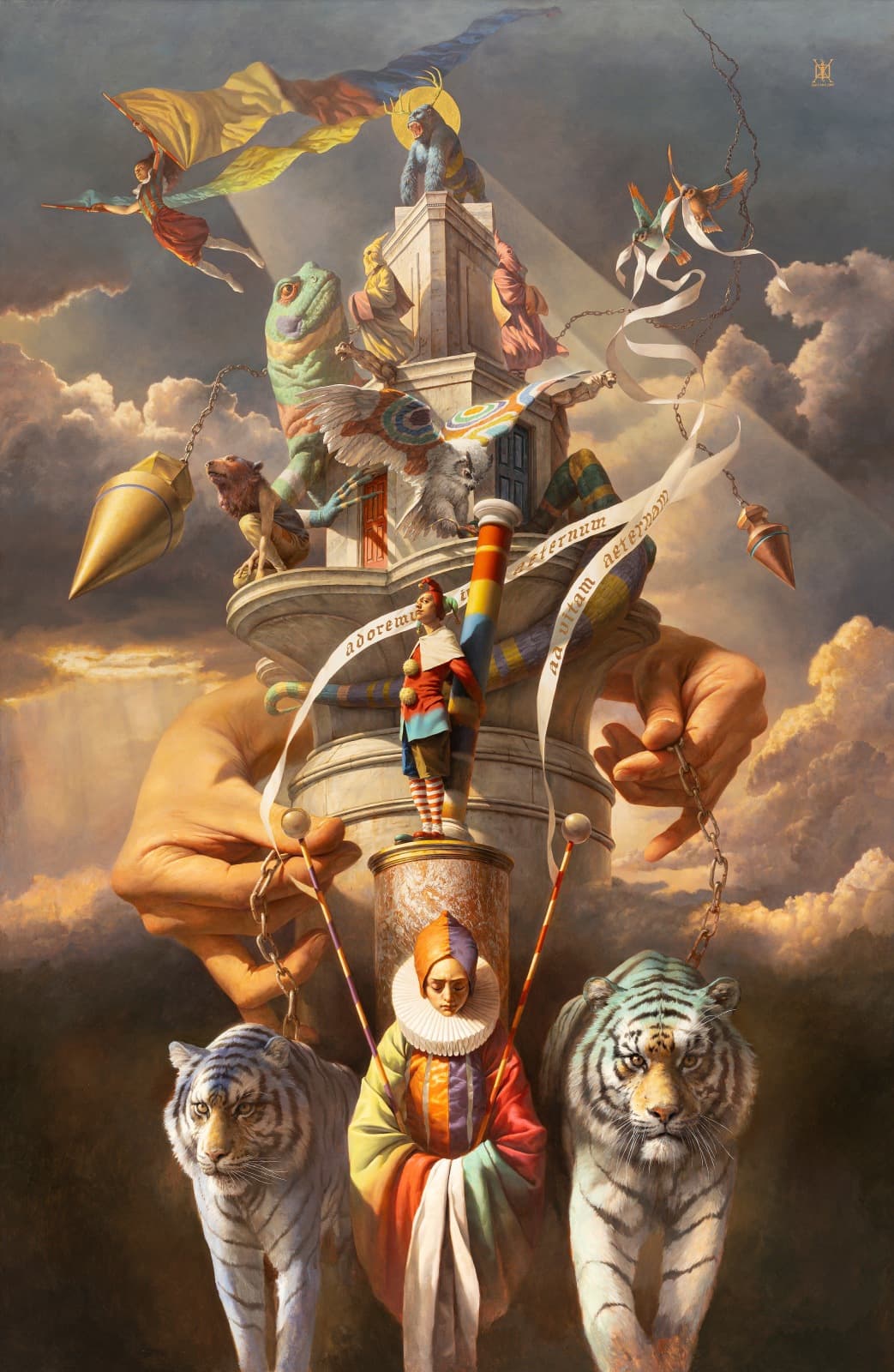 박민준, Tower of creed 2021, Gold leaf, oil on canvas, 220 x 145 cm