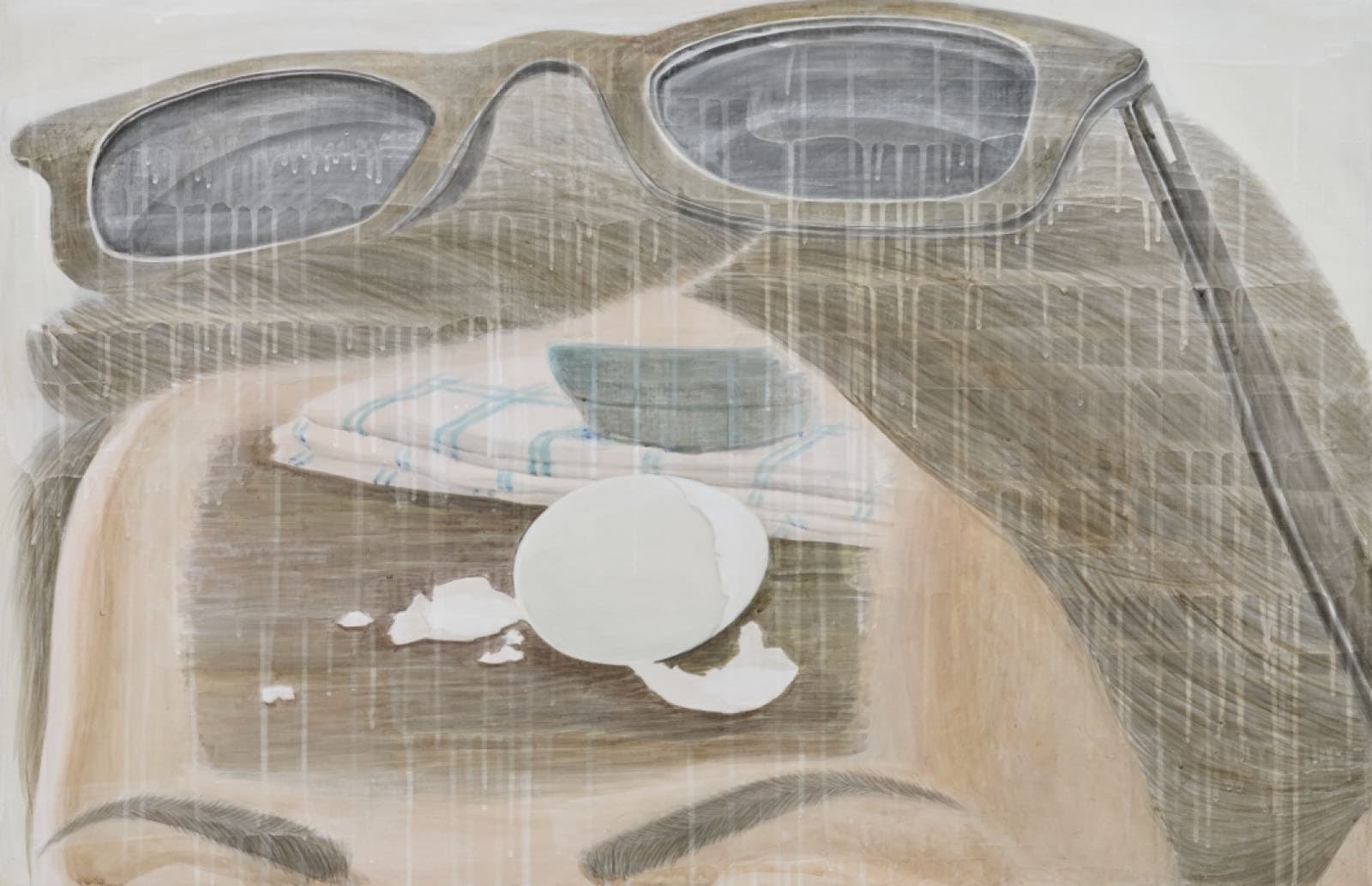 Minkyung So Eggs on top, 2025 Acrylic on linen 65 × 100cm