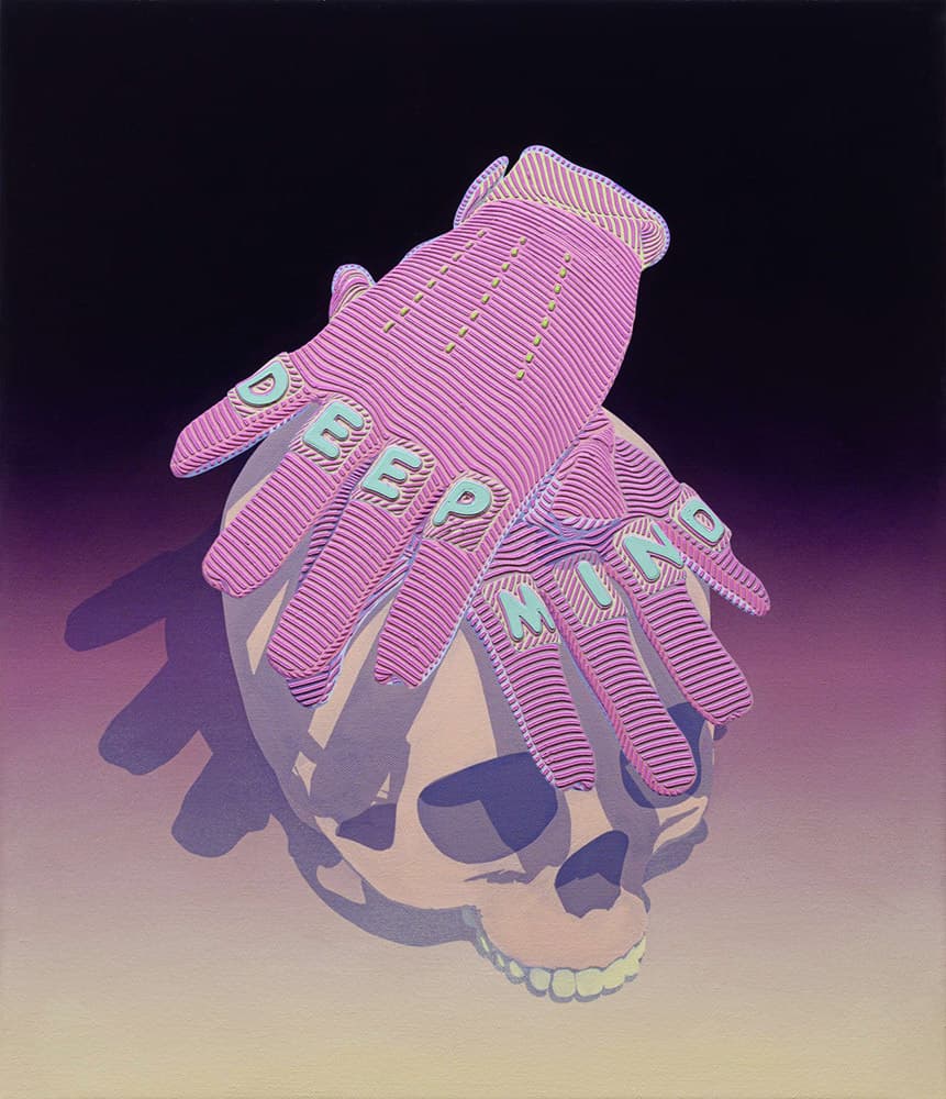 FASHIONABLE GLOVES FOR ANY OCCASION (DEEP MIND), 2023. OIL AND ACRYLIC ON CANVAS, 53 X 45.5 CM.