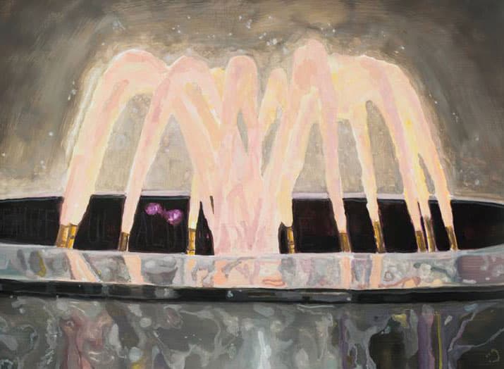 류일하, Pink Fountain, 79x60.3cm, oil on paper, 2015