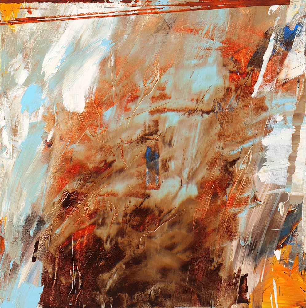 shin Min Joo, Prometheus' Rock, 2023. Acrylic on canvas, 150 x 150 cm.  Courtesy of the artist & PKM Gallery.