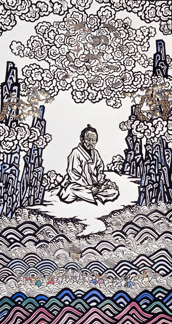 김준권, 새야 새야, 1987, 목판화,182×90cm, AP, 국립현대미술관 소장