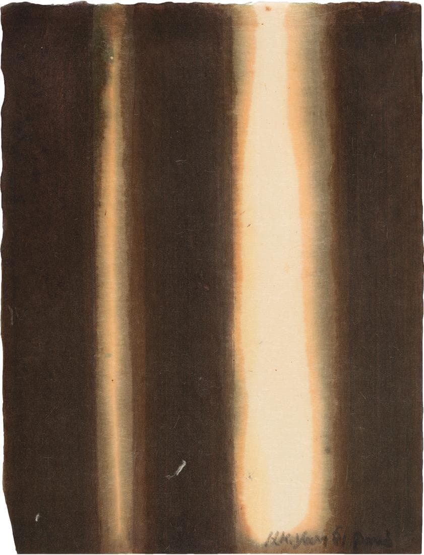 Yun Hyong-keun, Burnt Umber & Ultramarine, 1981. Oil painting on hanji, 32 x 24 cm. © Yun Seong-ryeol. Courtesy of PKM Gallery.