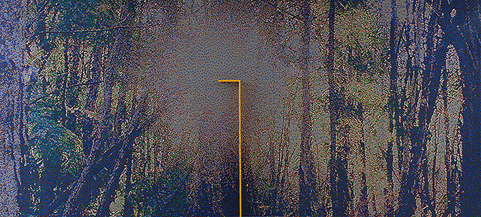 황인기, 여행 후-석양 2015 256cm x 560cm plastic block on plywood