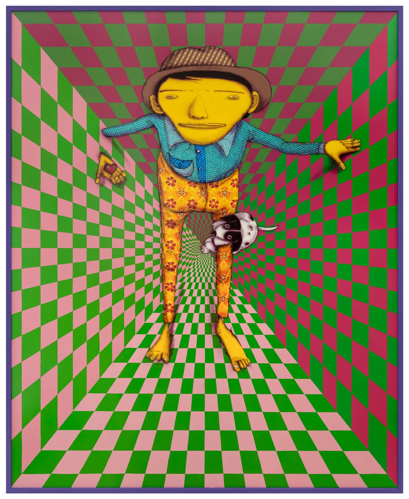 OSGEMEOS, Portal of Dreams, 2024, Mixed media on mdf board with sequins, 204 x 164 x 11 cm