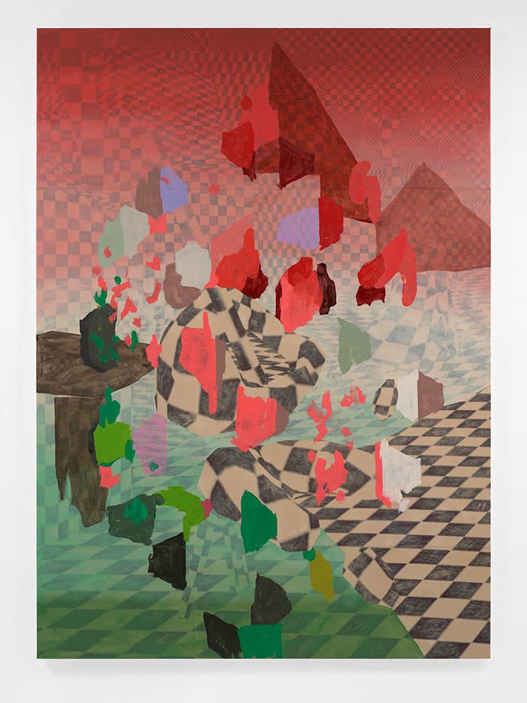 Toby Ziegler, Nero, 2023. Oil paint and inkjet on canvas, 250 x 180 x 4 cm.  Courtesy of the artist & PKM Gallery.