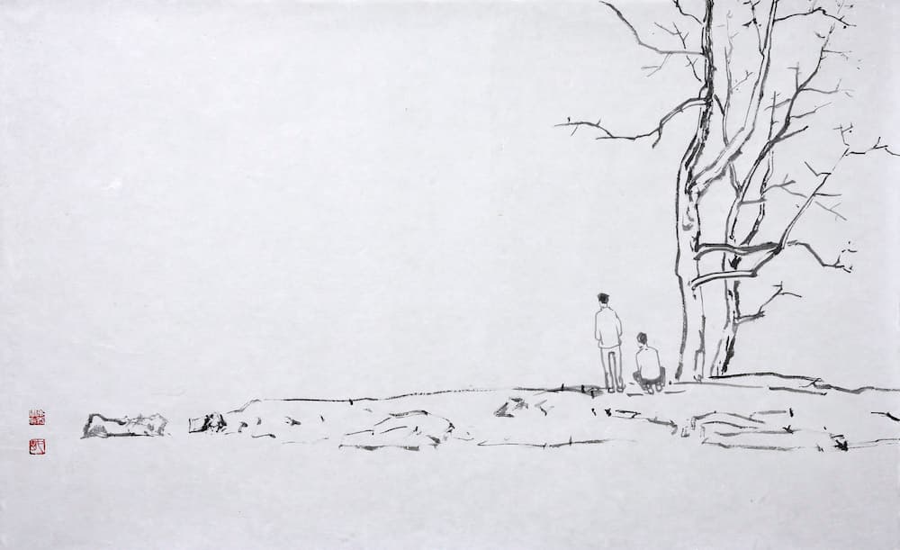 산수운 2023-7, 61x100cm, 화선지에 먹, 2023