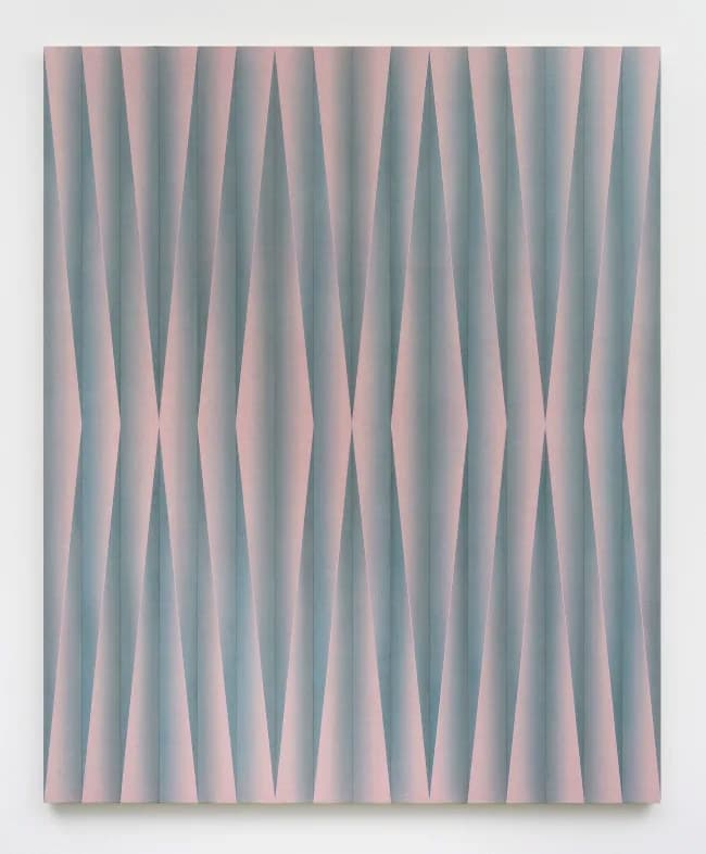 SUZANNE SONG, OPEN BLOOM FOLD I, 2024, acrylic pigment on linen 152.4 x 124.5 cm