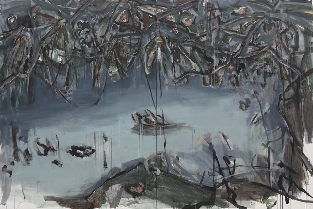 장재민, <깊은 웅덩이 끝 Edge of a Deep Puddle>, 2023, 캔버스에 아크릴릭 구아슈, 200 x 150cm (2), 200 x 300cm
