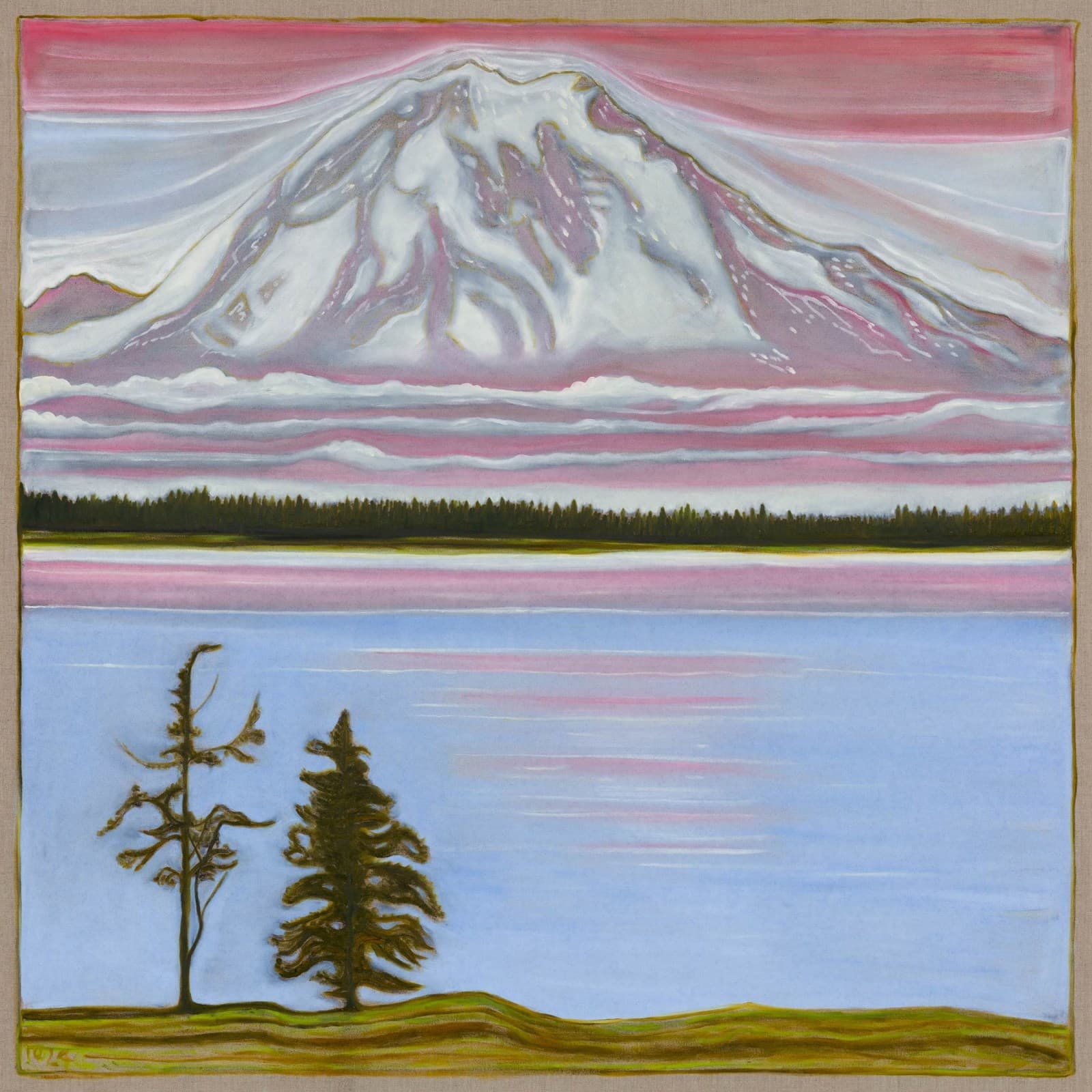 BILLY CHILDISH tahoma and 2 trees, 2024 Oil and charcoal on linen 72 1/16 x 72 1/16 inches 183 x 183 cm Photo by Rikard Österlund
