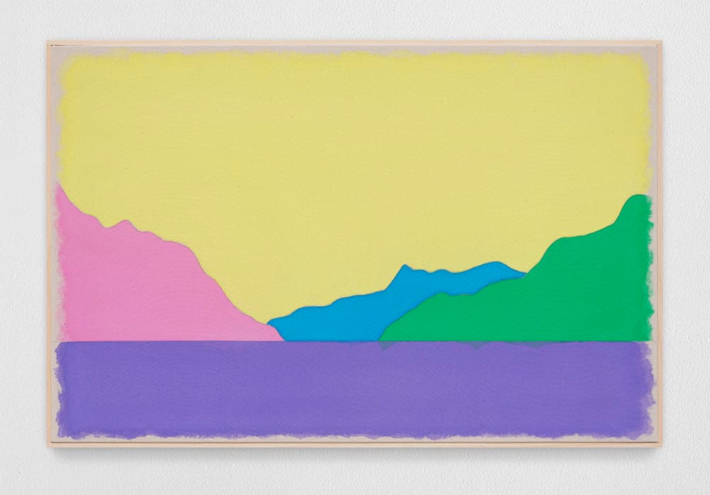 우고 론디노네, 〈zweiteraugustzweitausendfünfundzwanzig〉, 2025, Watercolor on canvas, artist's frame, 48.2 x 73.6 cm  © Ugo Rondinone, Courtesy of the artist