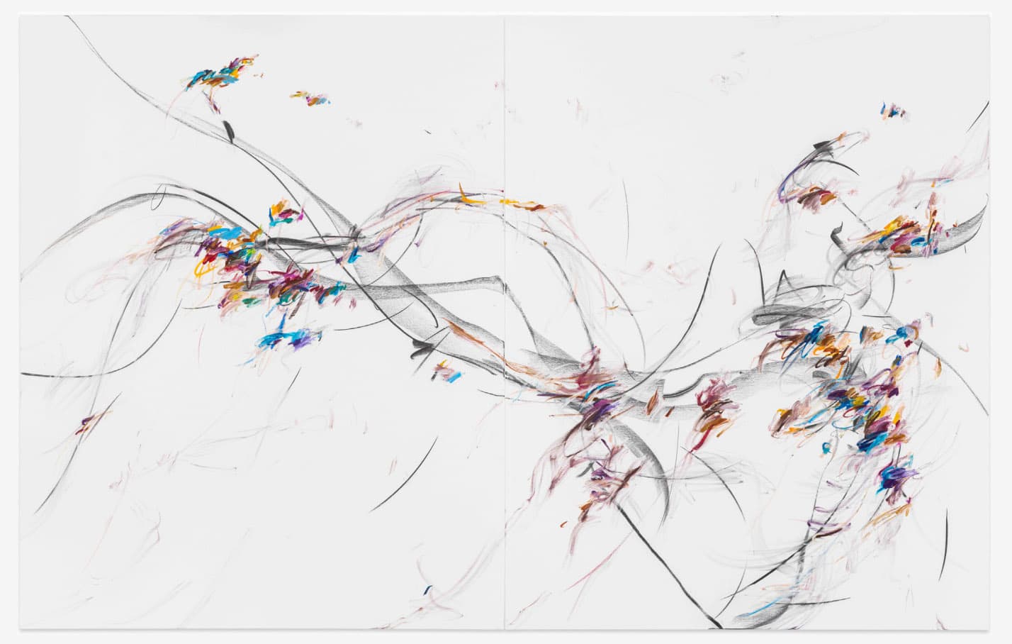 Xiyao Wang, Allongé no. 1, 2023. Oil stick, charcoal on canvas. 190 × 300 cm Photo: Studio XW. Courtesy of the artist and Perrotin.