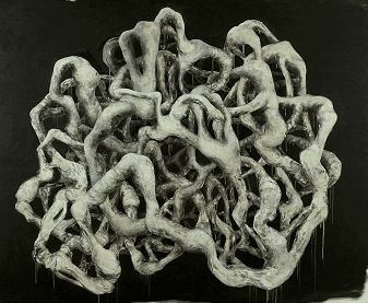 knife drawing, oil on canvas, 182x234cm, 2015