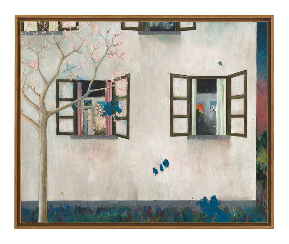 헤롤드 앤카트, 〈Good Night〉, 2024, 캔버스 위 오일 스틱과 연필, 아티스트 프레임, 123.2 × 149.9 × 5.1 cm © Harold Ancart. 사진: JSP Art Photography