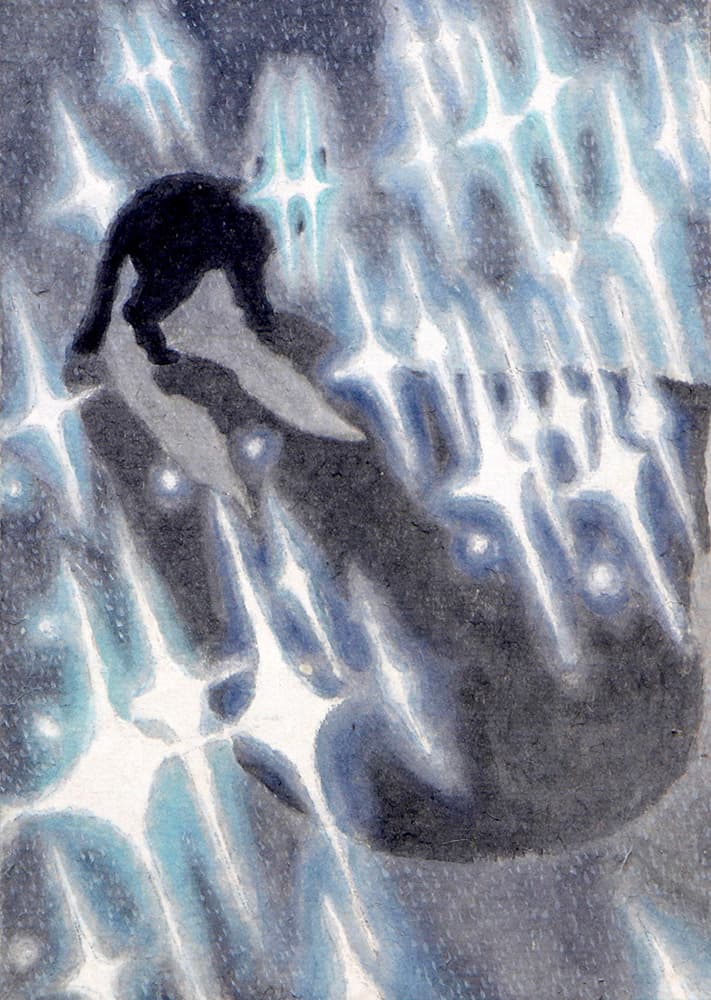 구자현, 눈빛 (1), 순지에 채색, 22.7x15.8cm, 2023