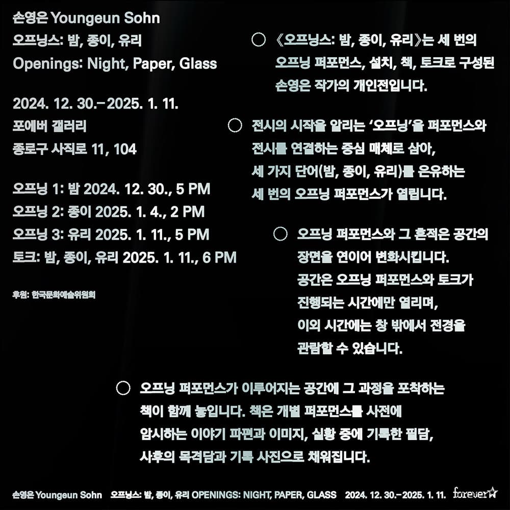 손영은 - 오프닝스: 밤, 종이, 유리 2