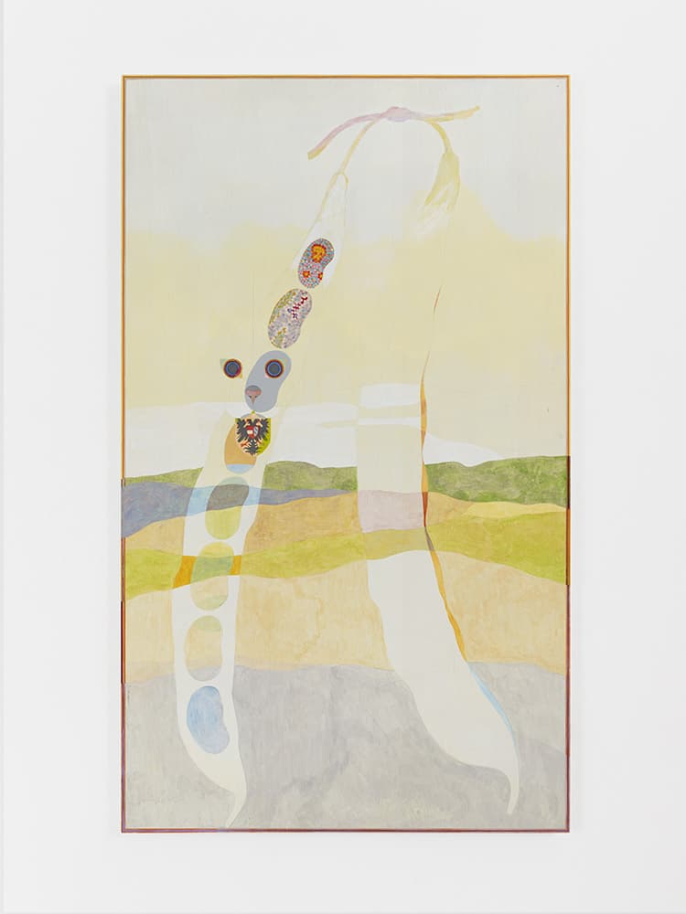 캐스퍼 보스만스,〈Old Beans〉, 2026, Acrylics and silverpoint on oak, 110 x 65 x 3.8 cm © Kasper Bosmans. 사진: Kristien Daem