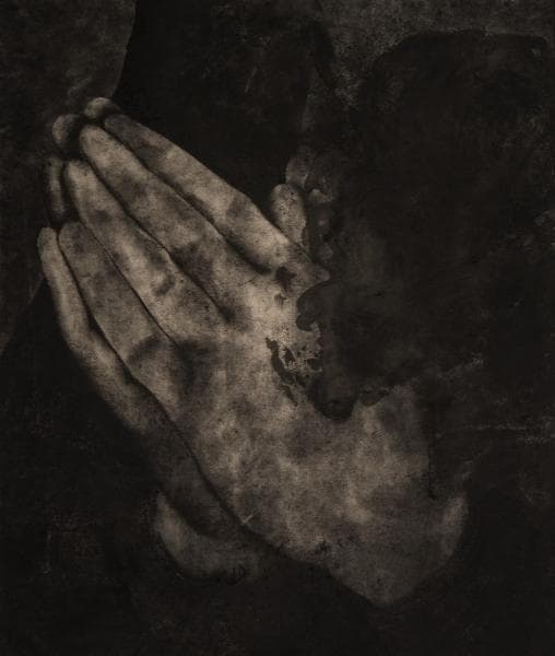 서윤아, 기도의 끝, 72.7x60.6cm, charcoal on korean paper, 2018