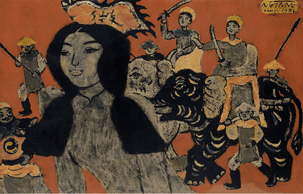 The girl of Vietnam,Lacquer on paper board,80x50,1976