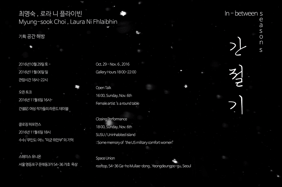 최명숙, 로라 니 플라이빈 : 간절기 Myung-sook Choi, Laura Ni Fhlaibhin : In-between seasons