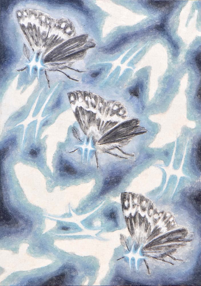 구자현, 눈빛 (3), 순지에 채색, 22.7x15.8cm, 2023