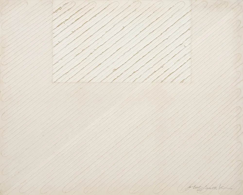 Kim Hong-Seuk, Opening and shutting 77 - 21, 1977, Paper on canvas, 162.5 X 130.5 cm