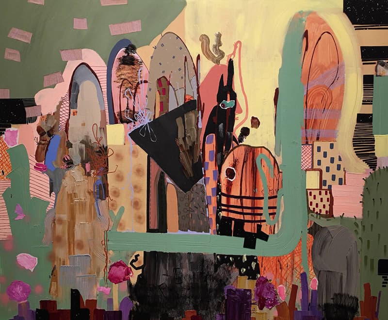 향긋한 바람이 솔솔- 모든게 그냥 딱 다 좋은 날 이었어(귀가 간질간질) Feel the breeze on your face, 183x150cm, Collage and Mixed Media on Linen, 2017