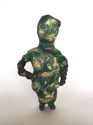 Takeshi Machiya, 아이들1 童子ィズ1 Douji～izu1 , wood clay acrylic others , 30×16×10 cm , 2017