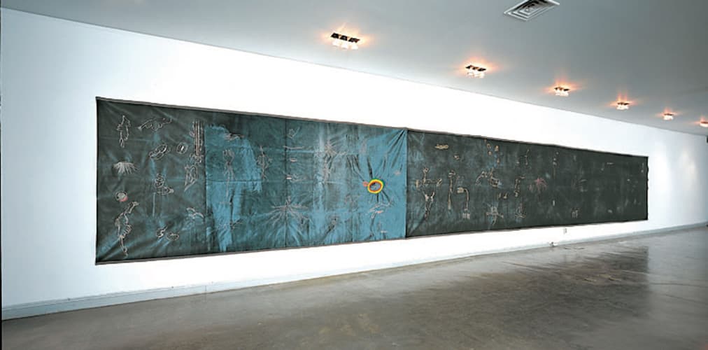김연태 landscape of a garden 1900x150cm,embroidery on velvet 2004