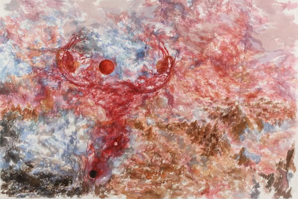 자궁,95x65cm, 한지 채색, 2015 